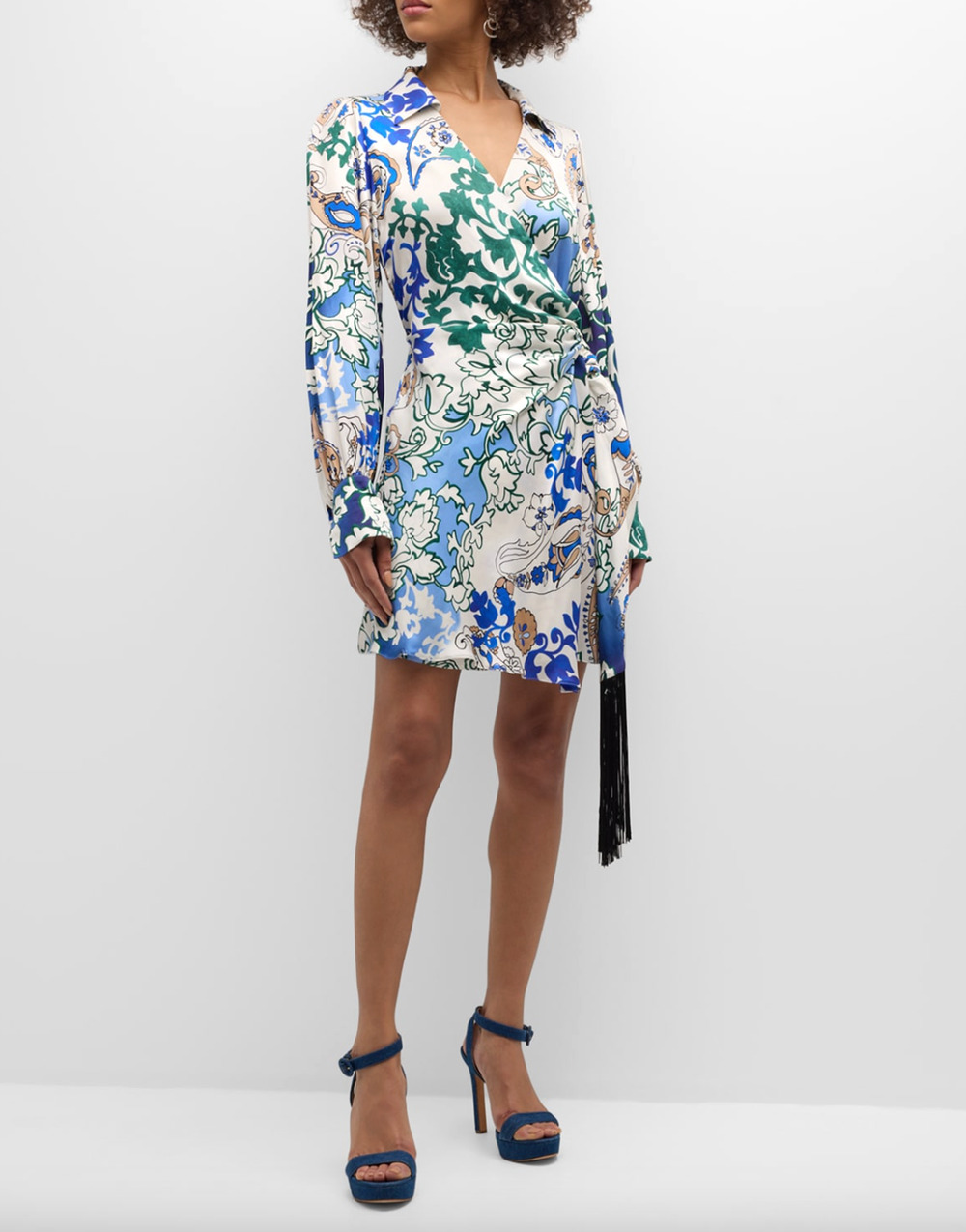 Marella Bina Paisley Print Mini Wrap Dress Printed Viscose Resort US 10 NWT
